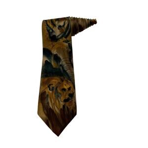 World Wildlife Fund WWF The Serengeti Design NO 149 Necktie Elephant Lion Rhino